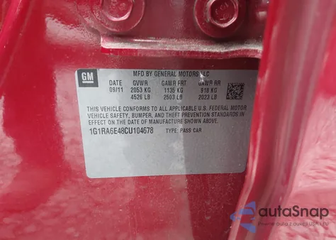 2012 Chevrolet Volt from USA, damaged, VIN 1G1RA6E48CU104678